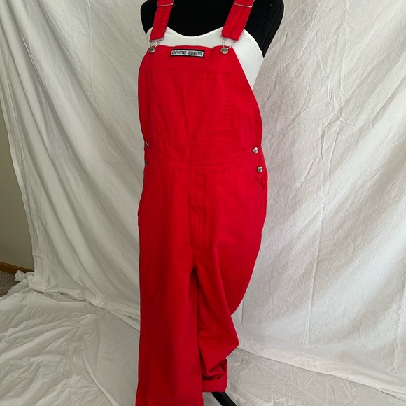 Game Bibs Red Denim Overalls - Picture 12 of 12